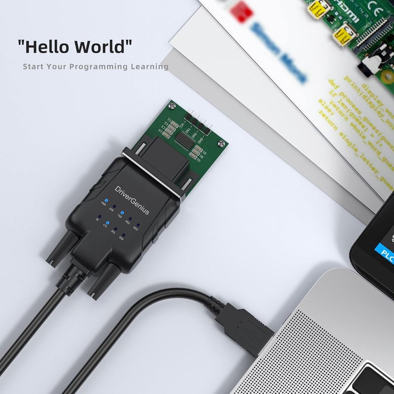DriverGenius SerialPulseX-Series | USB to RS232 Serial Converter with 9 x LEDs - for Embedded Developers & Hobbyists | Works with Windows 11, macOS 15 【USB232A-E-A, 4-Pack】 - Image 2